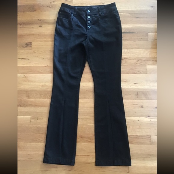 Like new INC black stretch flare split hem pants - Picture 3 of 13